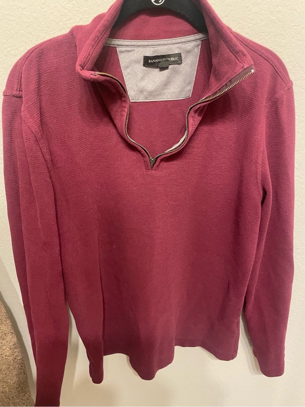 Banana Republic Men's Zip Mock Collar Sweater - Berry